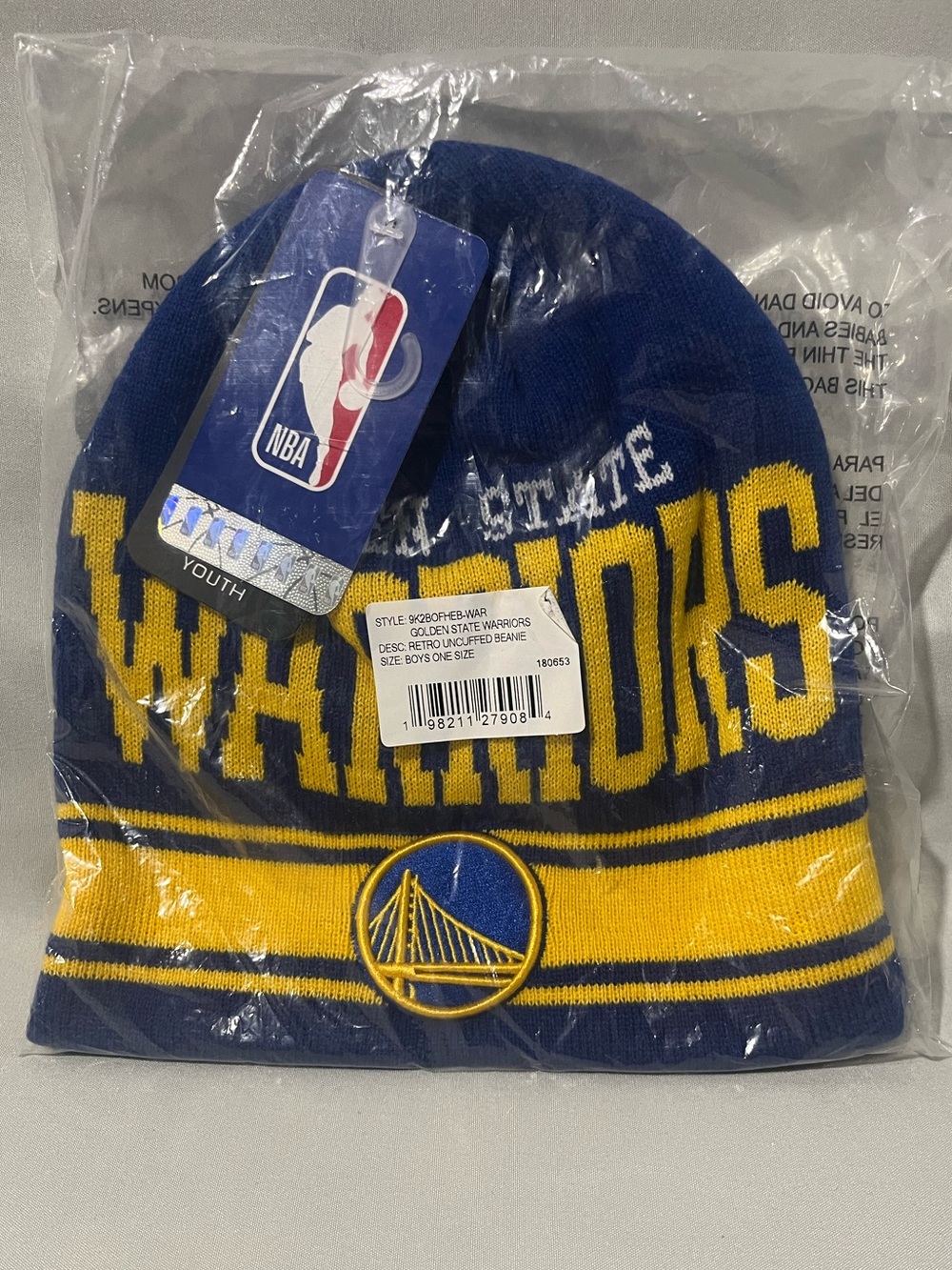 NBA Golden State Warriors Youth Navy and Yellow Knit Beanie